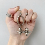 ❃◦○シルバーオーバル×メタルピンウェーブピアス/イヤリング＊P191207❃◦○