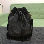 ミナペルホネン 巾着ショルダーバッグ　タンバリン　グレー×グレー