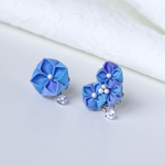 水彩 紫陽花　つまみ細工のピアス