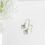 ターコイズとしかくのピアス/ノンホール/イヤリング