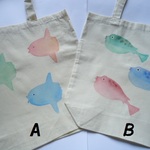 トート・コットン・エコ・シーチング・手描き・マンボウ・ふぐ・海・魚・バッグ
