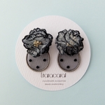 charcoal flower×black organdy ピアス/イヤリング