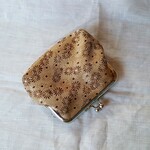 がま口　花模様織り出し名古屋帯　着物リメイク　アップサイクル