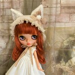 ねこ耳帽子　ベージュ　ブライス
