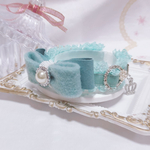 再販ラスト1点🧚‍♀️新作new♡首輪♡ティファニーブルーモデル♡ぷっくりボリュームハッカ色フェルトリボン&ミントグリーンラッセルフリル♡