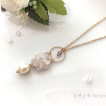 【新作】ローズクオーツのあじさいネックレス（ﾛﾝｸﾞﾈｯｸﾚｽ・ﾈｯｸﾚｽ・ｽﾜﾛﾌｽｷｰ・紫陽花・花・天然石）