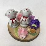 癒しのお地蔵様♥️パンフラワーの紫陽花とクレイのカタツムリと！