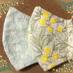 大人の刺繍マスク〜ミモザ&蝶々〜LL