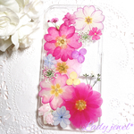 押し花iphoneケース＊ラブリー ジュリアン＊スマホケース 名入れ可能  ラメ・ホロ・スワロフスキー無料 [受注製作]
