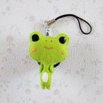 カエルの親子ストラップ*おんぶ