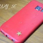 GALAXY S6一枚革スマホカバー　星付き　