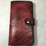 【オーダー制作】新・手染めiPhone6/6sケース（ぼかし染色＋カリグラフィ英字付き）