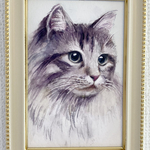 水彩原画_猫ちゃん【額縁付き】