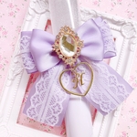 イニシャル変更＆カラー変更可能♡ キンブレリボン♡ ペンライトリボン♡ ラベンダーパープル×白レース♡