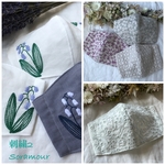 秋冬マスク✩︎⡱刺繍２　保湿抗菌ダブルガーゼ　立体マスク　肌ケア