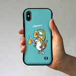 グリップiPhoneケース　肩車で乾杯（ターコイズ）