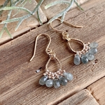 天然石フープ刺繍【モスアクアマリン】ピアス/イヤリング