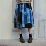 着物リメイク*ギャザースカート*青刺繍