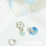 小さなマスクチャーム　マスク　マスクチャーム　ブルー　お花オパール　turquoise  青　シンプル　マグネット　マグネットピアス　マスクピアス　グリーンオパール　小さめ
