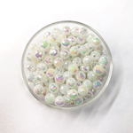 【約8mm 100個】多面カット キラキラオーロラアクリルビーズ オーロラホワイト