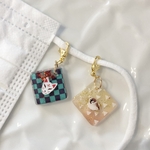 【再販】狐面とスズメの和柄マスクチャーム　2個セット