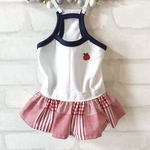 【犬服】チェックスカートのキャミワンピース 防蚊ニット生地