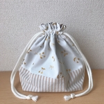 【お弁当袋】さくらんぼ×リボンと、ブラウンのストライプ