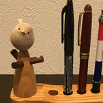 ケヤキのペンスタンド   可愛いエナガとアクセサリーフック&栗とウォールナットのアクセサリースタンド