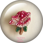 ビーズ刺繍ブローチ　〜Coup de Coeur〜  Rose