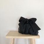 リボン結びbag   パールシフォン　ホワイト　ブラック