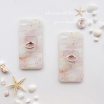 【iphone各種】バンカーリング 付き♥ パステルペイント 金箔 ハードケース