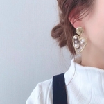 𓐍ハート×パール𓐍レジン  ピアス/イヤリング　大ぶり　大人カジュアル　キレイめ　淡色　春　ワントーン　ニュアンス　ボタニカル　結婚式　二次会　