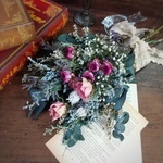 アンティークリボンのバラの花束 スワッグにも