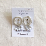 clear ＆ silver circle earring/ドライフラワー  レジン