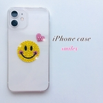スマホケース♡スマイリー ハート スワロフスキー クリアハードケース ピンク