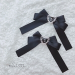 center heart ribbon hair clip