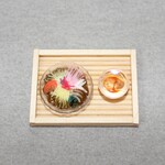 ミニチュア　冷やし中華と麦茶