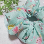 アイス柄 ミントグリーン  シュシュ  キッズリボン ヘアリボン