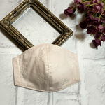 再販×5♡三層マスク♡オールシーズン　コットン レース   刺繍　ピンクベージュ　花柄　ブーケ　おしゃれ　インナーマスク　マスクカバー　上品マスク　秋用　冬用　秋冬用