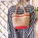 ふんわり可愛い(*´꒳`*)お散歩ナチュラル麻紐肩掛けカゴバッグ🧺トマト色🍅お値下げ✨