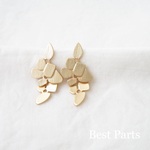 2pcs ピアスパーツ リーフデザイン マットゴールド