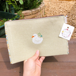 刺繍フラットポーチ【可愛い中生地×チャックカラー】
