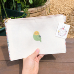 刺繍フラットポーチ【可愛い中生地×チャックカラー】