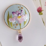 【5/23(日)21:00再販／受注製作】刺繍　ポニーフックorブローチㅤ花しょうぶ