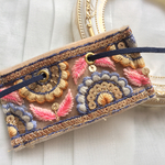 【再販】インド刺繍 リボン ポニーフック ラップリボン リボンラップ 紺色