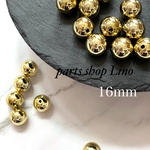 16個　16mm  アクリルビーズ　ゴールド