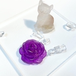 〈小さな薔薇型オルゴナイト〉紫の薔薇【天然石インテリア】水晶　占い付　スピリチュアルアイテム