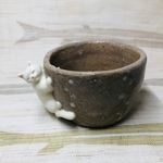 ネズミを捕まえたはいいけどどうしていいか分からない白ねっこぐい呑①