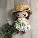  【専用ページ】着せ替え〈2点セット〉ෆ̈ ハッピードール　イーマリー　(カンカン帽・丸襟ワンピース) 花柄　ボタニカル＋模様編みブリムカンカン帽