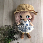 着せ替え〈2点セット〉ෆ̈ ハッピードール　イーマリー　(カンカン帽・ギャザーワンピース) 花柄　ボタニカル